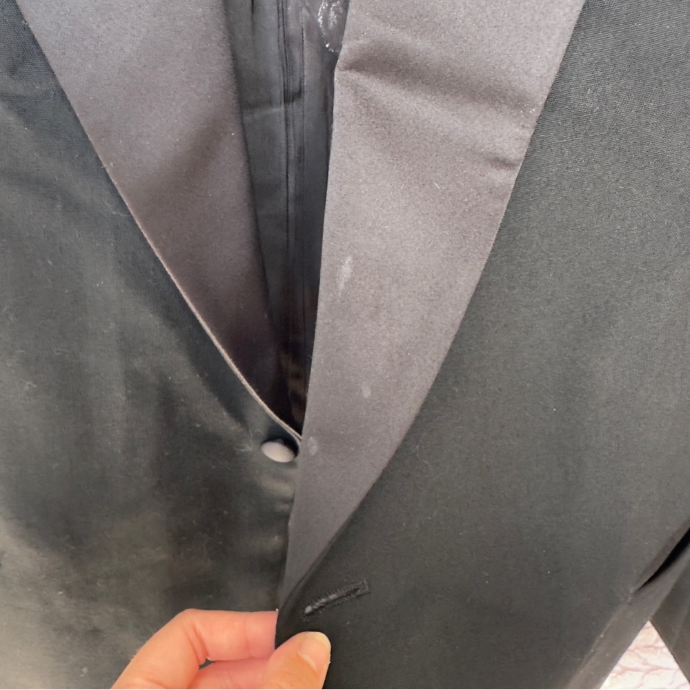 Vintage Christian Dior Monsieur Black Satin Lapel Tuxedo Jacket Blazer 44L‎ - Picture 11 of 12